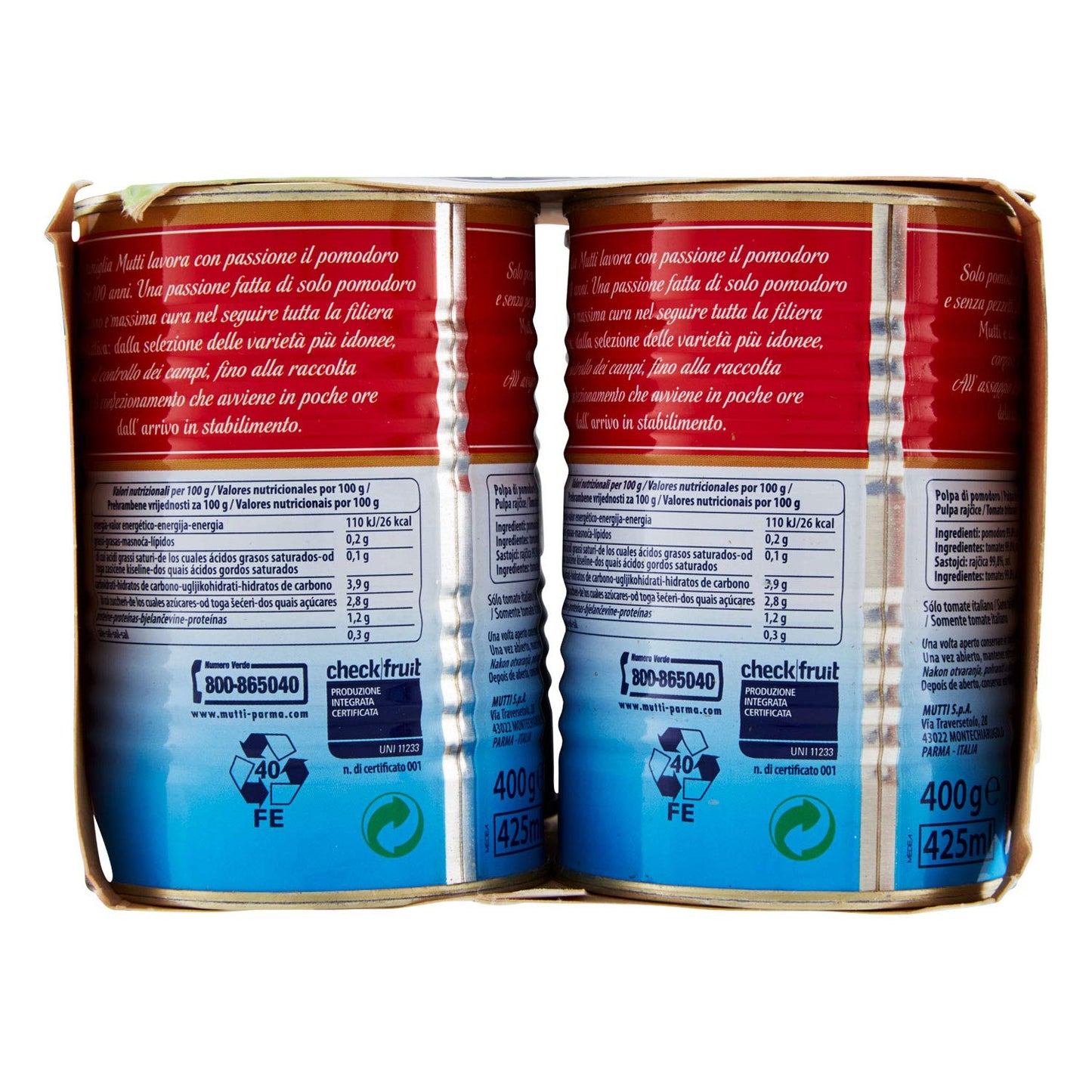 Mutti Polpa Di Pomodoro Scatola, 4x400g