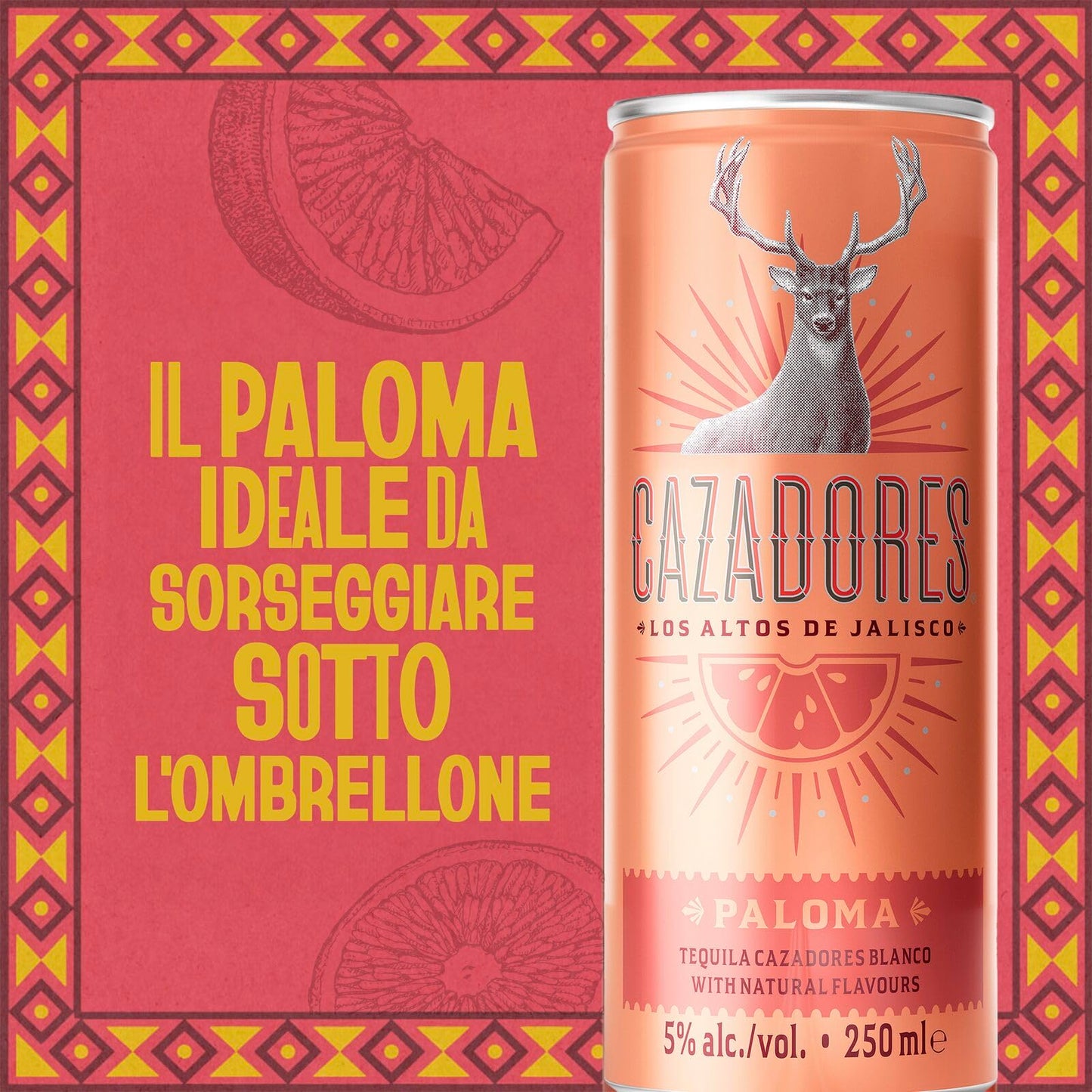 Cocktail Paloma CAZADORES pronto da bere, senza glutine e con aromi naturali, 5% ABV, 12 x 25cl / 250ml