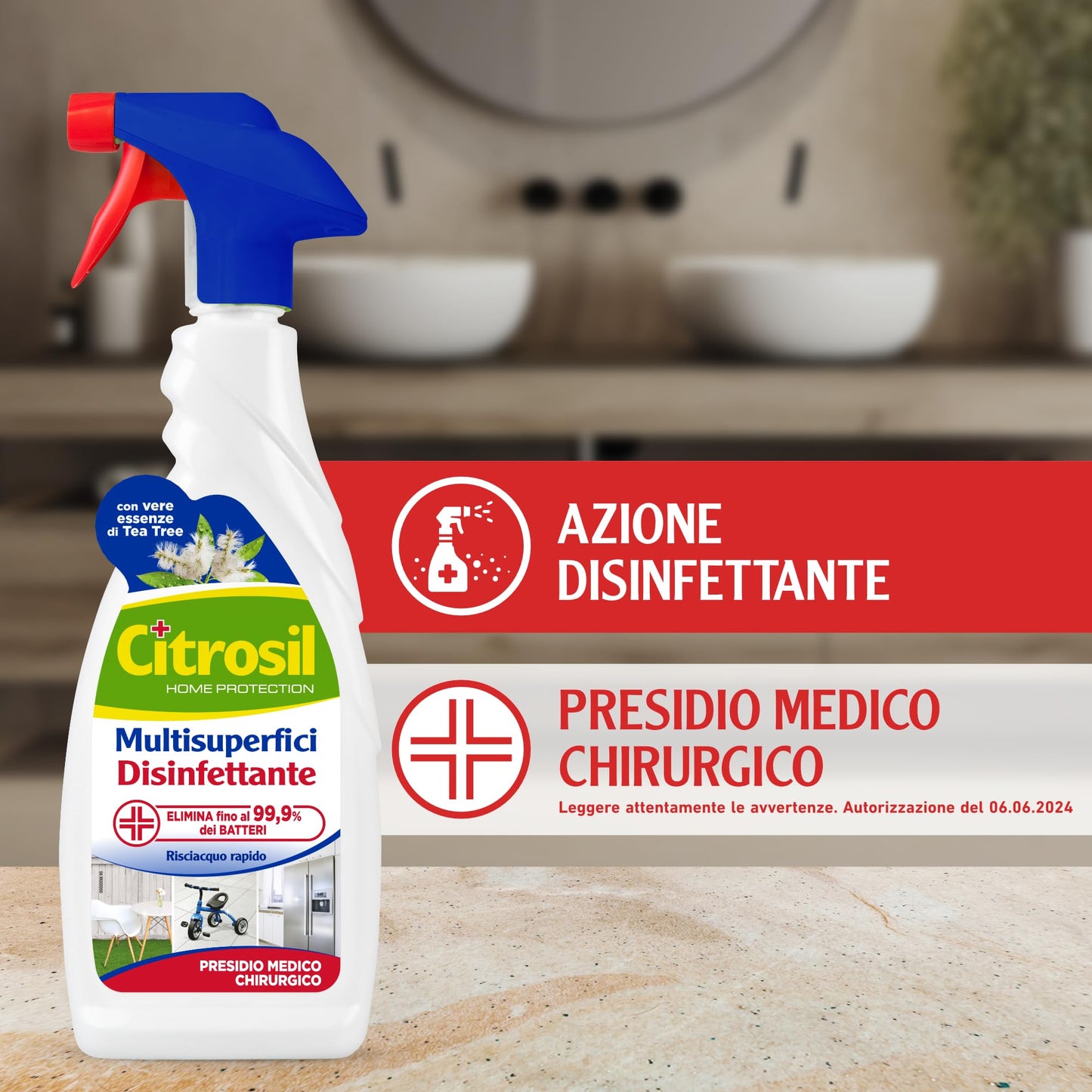 Citrosil Sgrassatore Multisuperfici Disinfettante, Detergente Universale con Vere Essenze di Tea Tree, 650 ml x 12 Confezioni