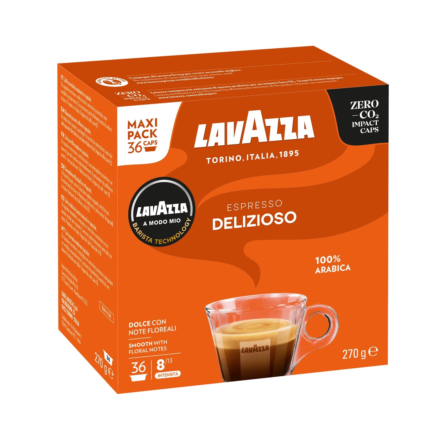 Lavazza A Modo Mio Espresso Delizioso, 360 Capsule, Tostatura Media, 10 Confezioni da 36 Capsule