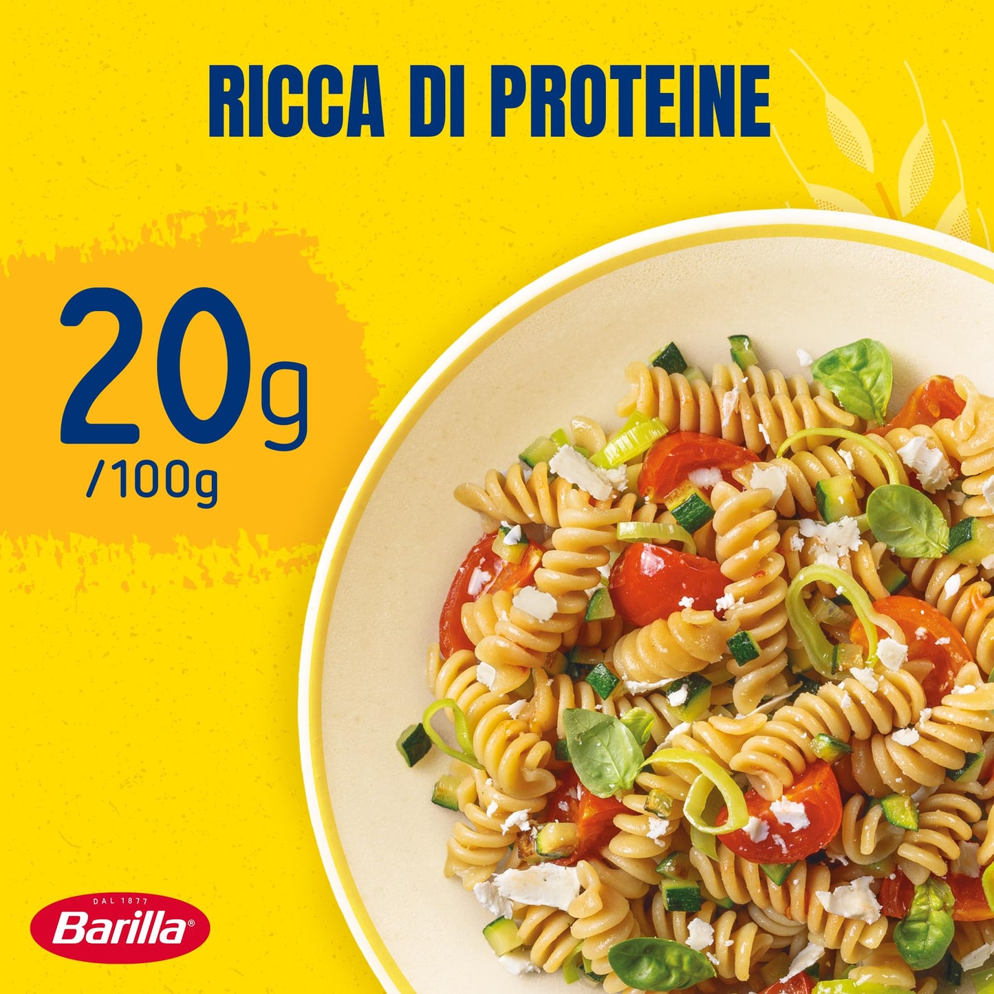 Barilla Pasta Fusilli Protein+, Pasta Proteica di Semola di Grano Duro con Proteine di Piselli, 400 g