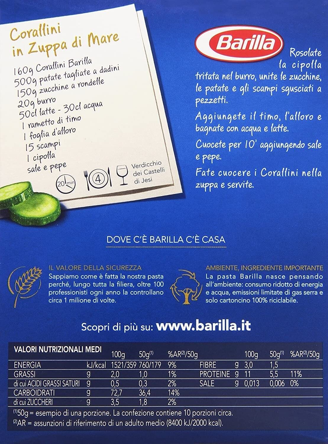 10x Barilla Corallini Italian Pasta No. 31. 500 g