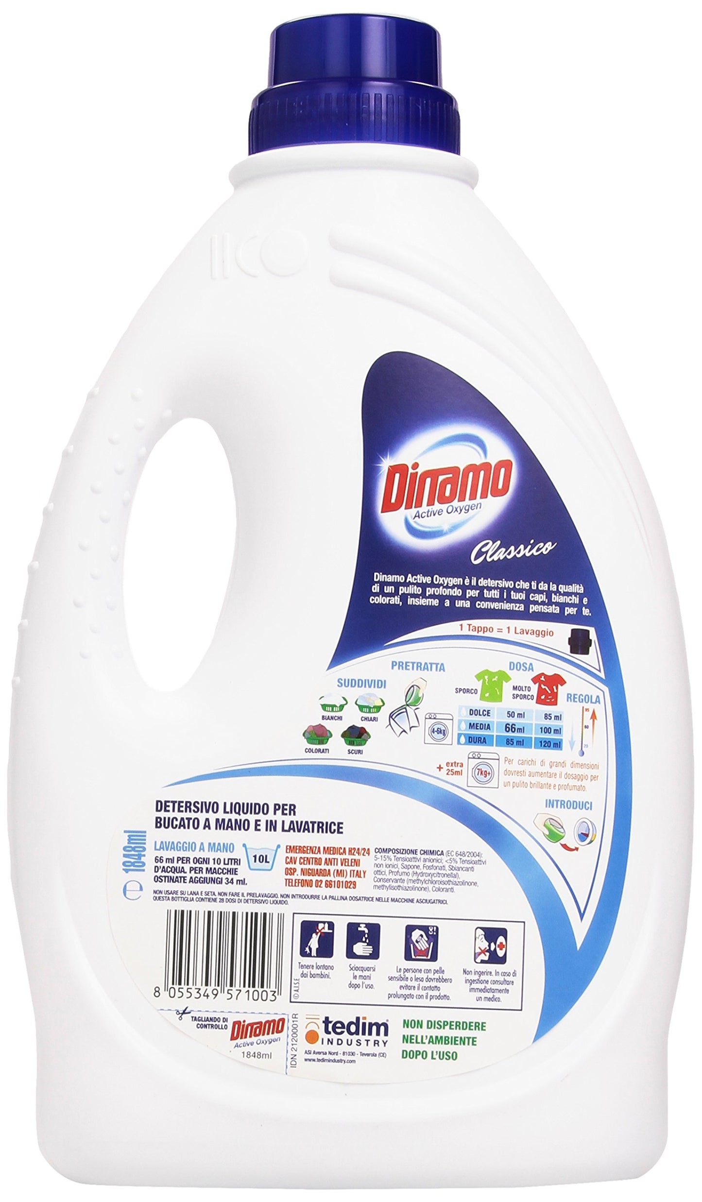 Dinamo - Classico Detersivo Liquido per Bucato a Mano e in Lavatrice - 1848 ml