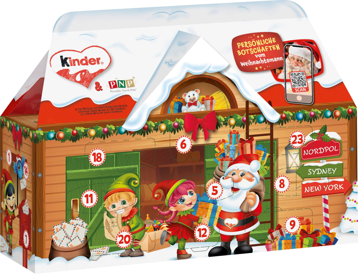 KINDER CALENDARIO AVVENTO CASETTA CIOCCOLATINI ASSORTITI REGALO NATALE 234G 24PZ