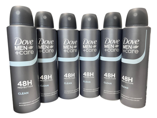Dove Men & Care Deodorante Spray Antitraspirante Bodyspray Clean Comfort, 6 x 150 ml