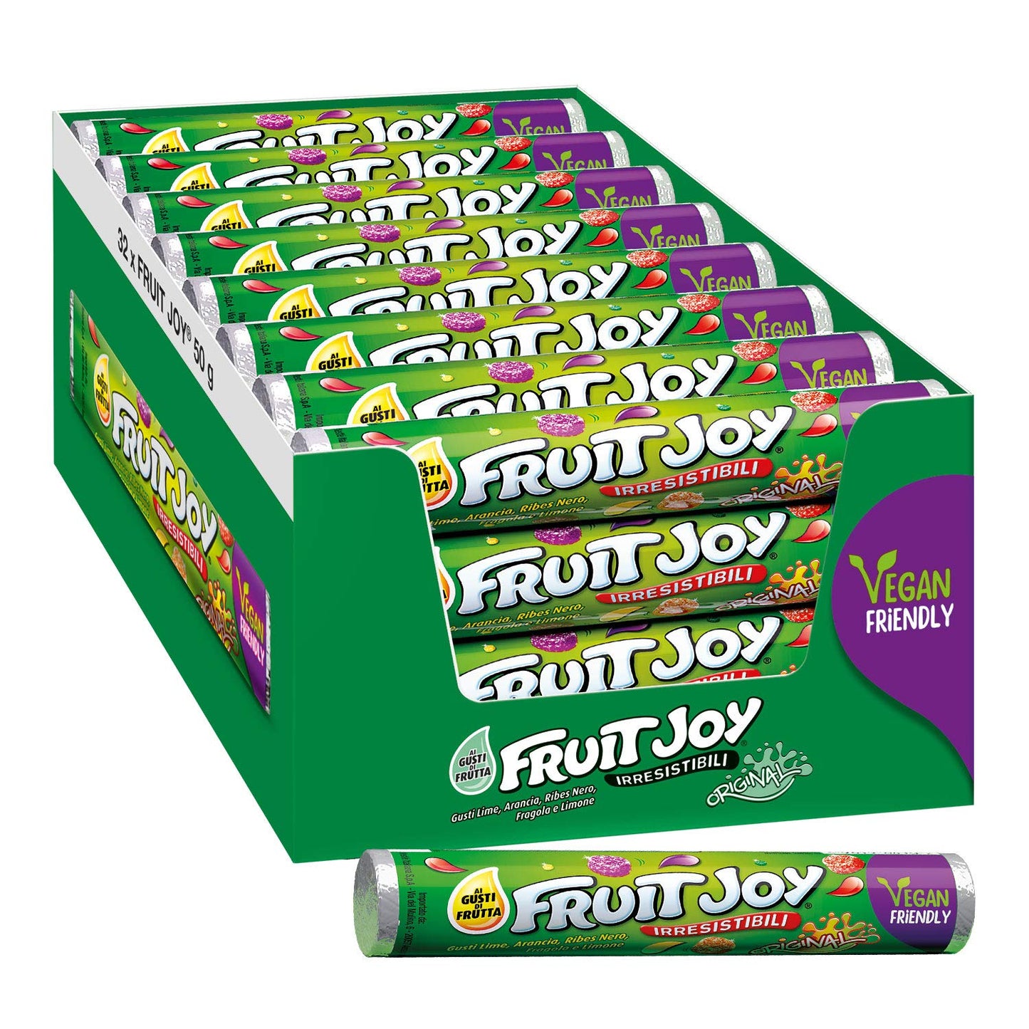 Nestlé Fruit Joy ORIGINAL Caramelle Gommose Vegan Friendly ai Gusti Frutta, 32 Tubi