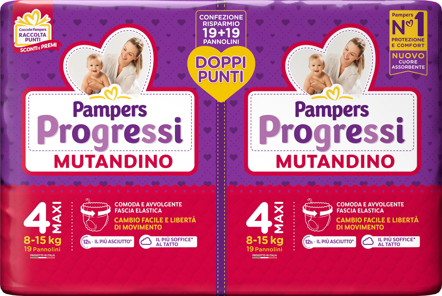 Pampers Progressi Mutandino Maxi, Pacco Doppio, Taglia 4 (8-15 kg), 38 Pannolini