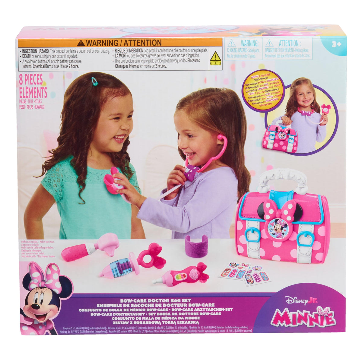 Set di Borsa da dottore con il Fiocco di Minni Disney Junior, 9 pezzi, gioco di finzione, giocattoli per bambini dai 3 anni in su di Just Play
