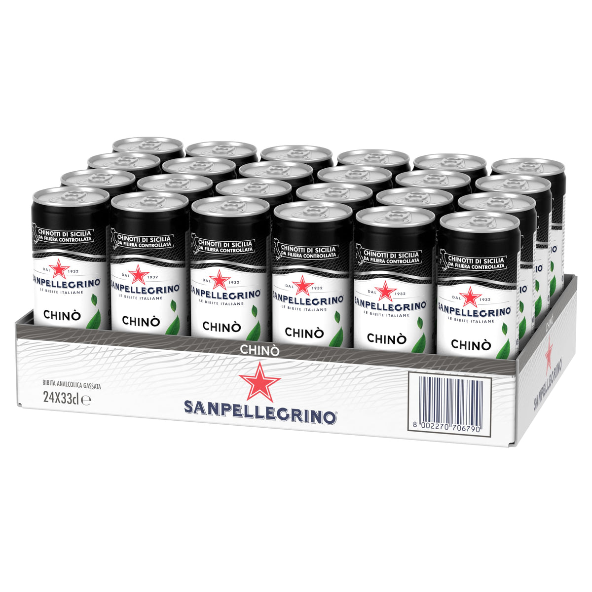 BIBITE SANPELLEGRINO, Chinò, Bevanda Gassata Analcolica, Gusto Chinotto - 24 lattine da 330ml