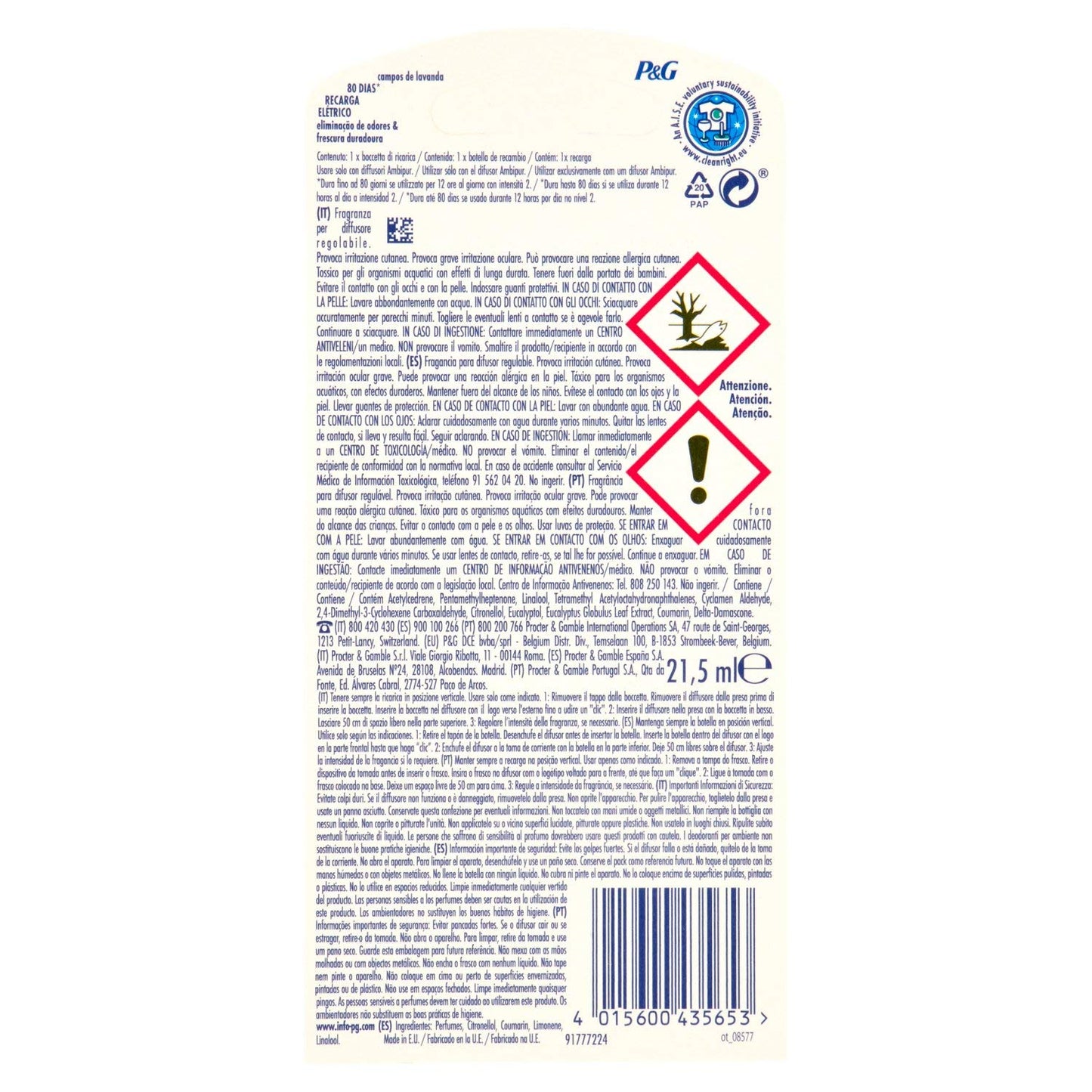 Ambi Pur Ricarica per Diffusore Elettrico, Lavander - 21.5 ml