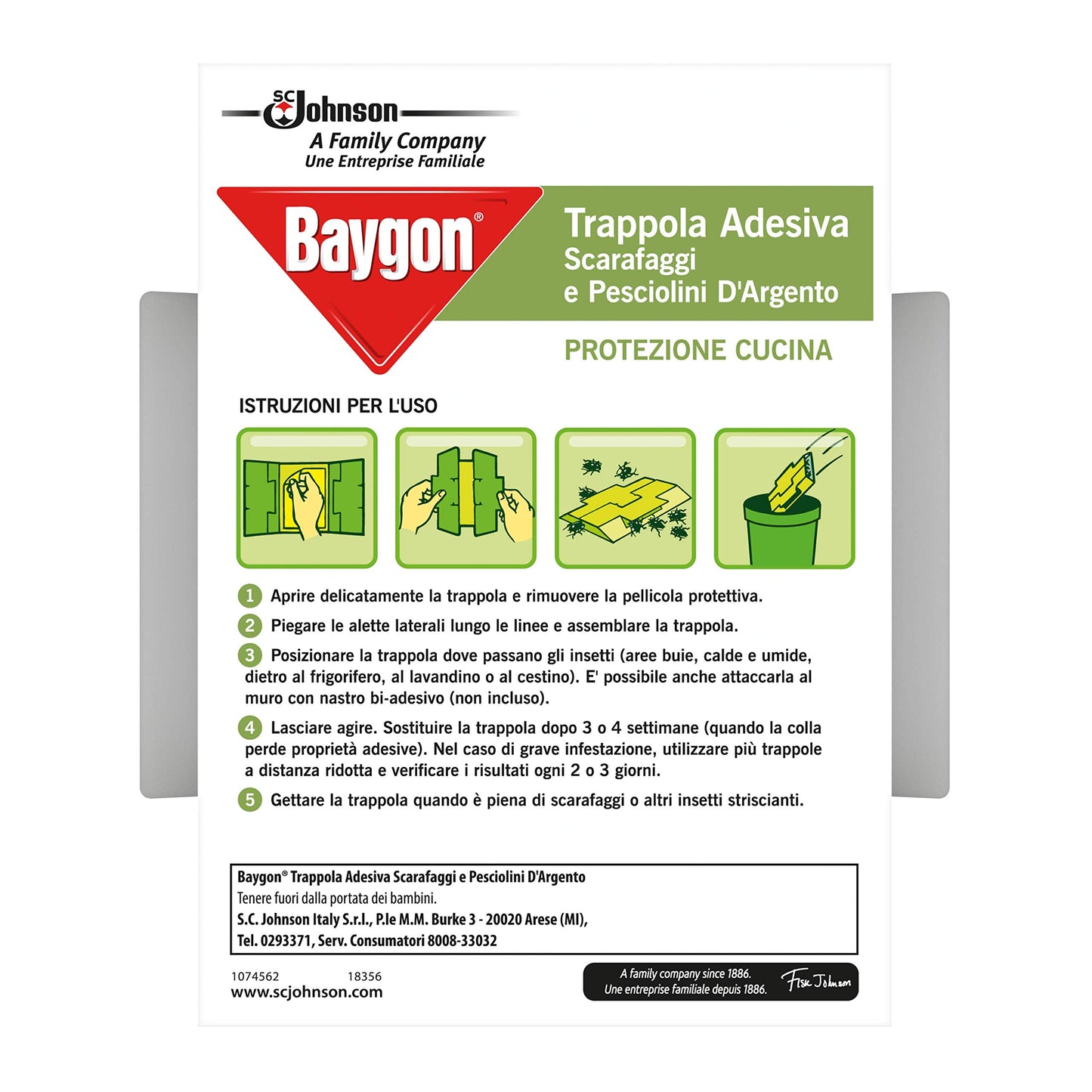 Baygon Trappola Adesiva Scarafaggi Protezione Cucina, 2 x 62.5g