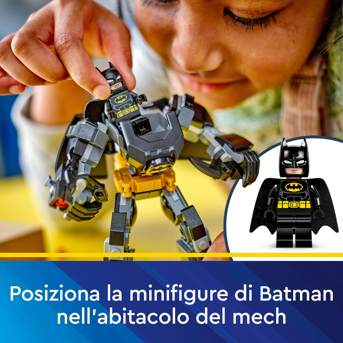 LEGO DC Armatura Mech di Batman, Action Figure Giocattolo da Costruire, Robot Snodabile da Collezione con Minifigure e Batarang, Giochi Creativi per Bambini e Bambine da 6 Anni, Piccolo Regalo 76270