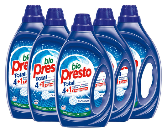 Bio Presto Liquido Classico Detersivo Lavatrice Liquido, Nuova formula con Smacchiatore, 6 confezioni da 35 lavaggi, totale 210 lavaggi