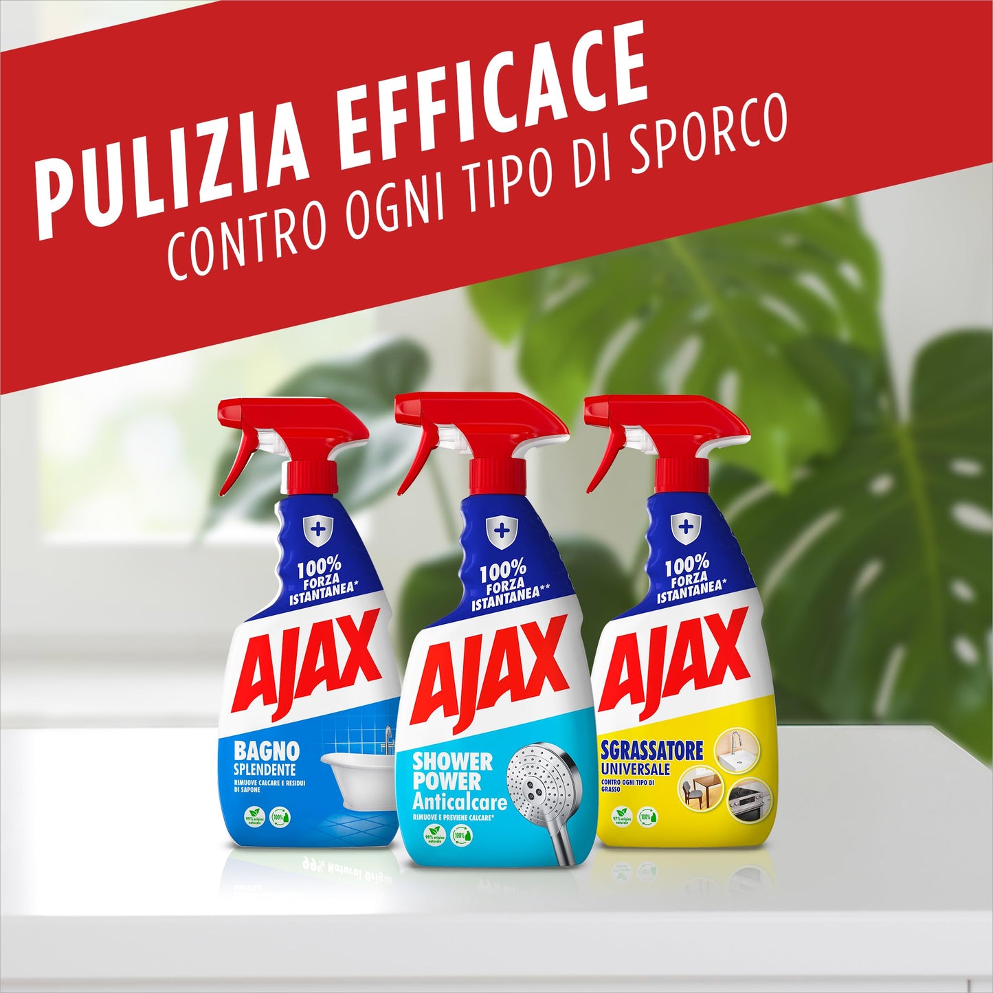 Ajax detersivo spray bagno splendente 10 Confezioni da 600 ml, Rimuove facilmente il 100% del calcare I Superfici del bagno brillanti I Detergente vegano* I flacone in plastica 100% riciclata