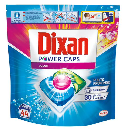 Dixan Power Caps Color, Detersivo Lavatrice in Capsule, Confezione da 44 PZ