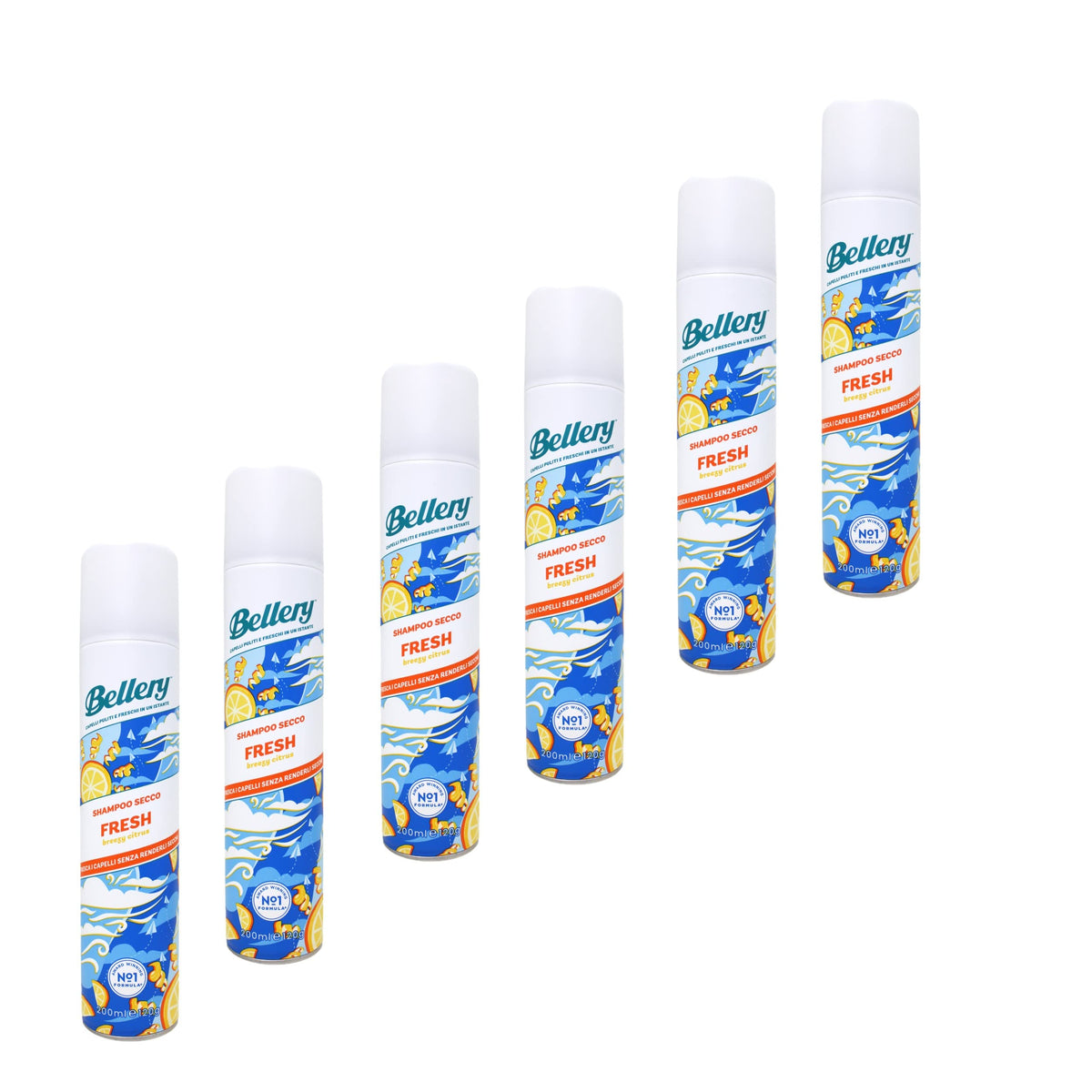 6 x Bellery Shampoo Secco Fresh 200 ml