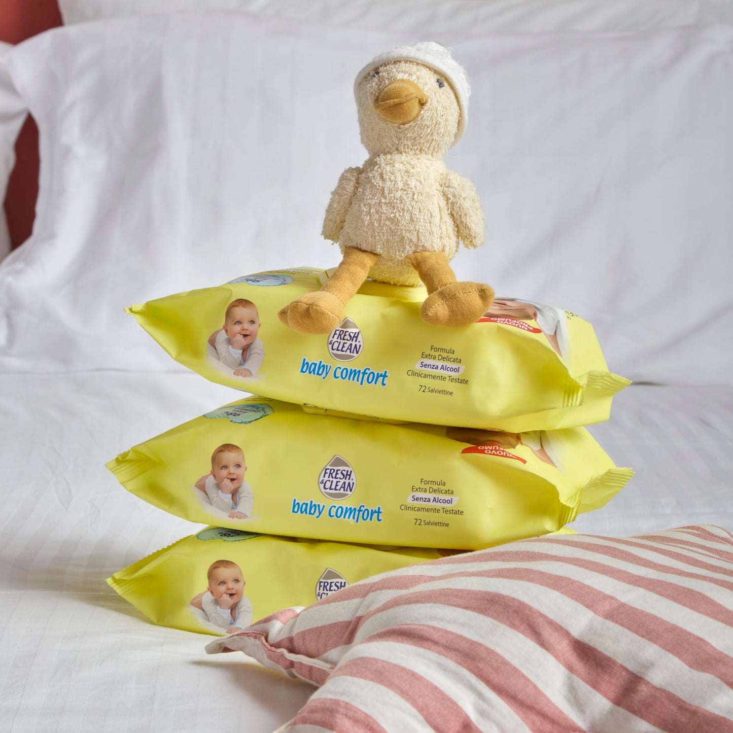 Fresh & Clean - Salviettine per Neonato Baby Comfort, Tessuto maxi spessore, Extra Delicate Senza Alcool, Morbidezza ed Assorbenza, 72 pezzi