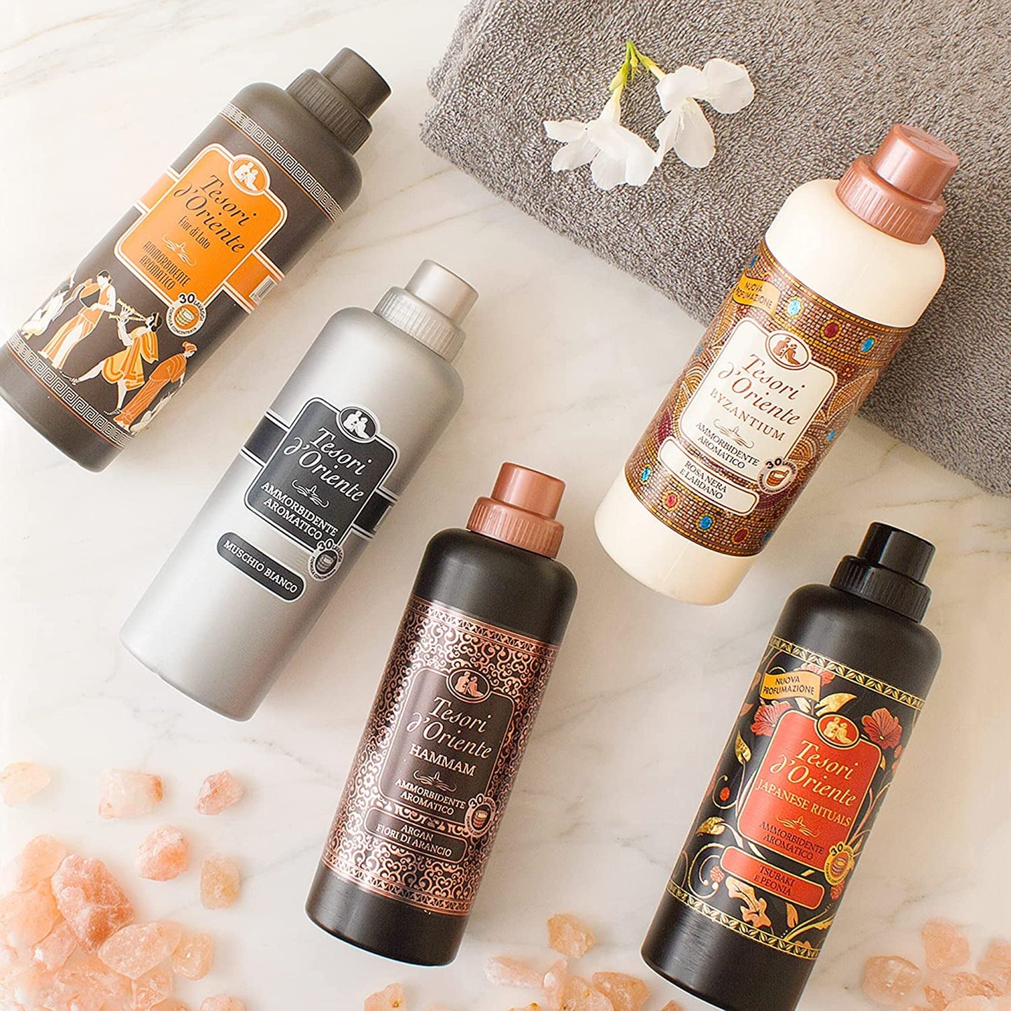 Tesori d'oriente, Hammam, ammorbidente aromatico all'olio di argan e ai fiori di arancio, 750 ml, confezione da 3 pezzi