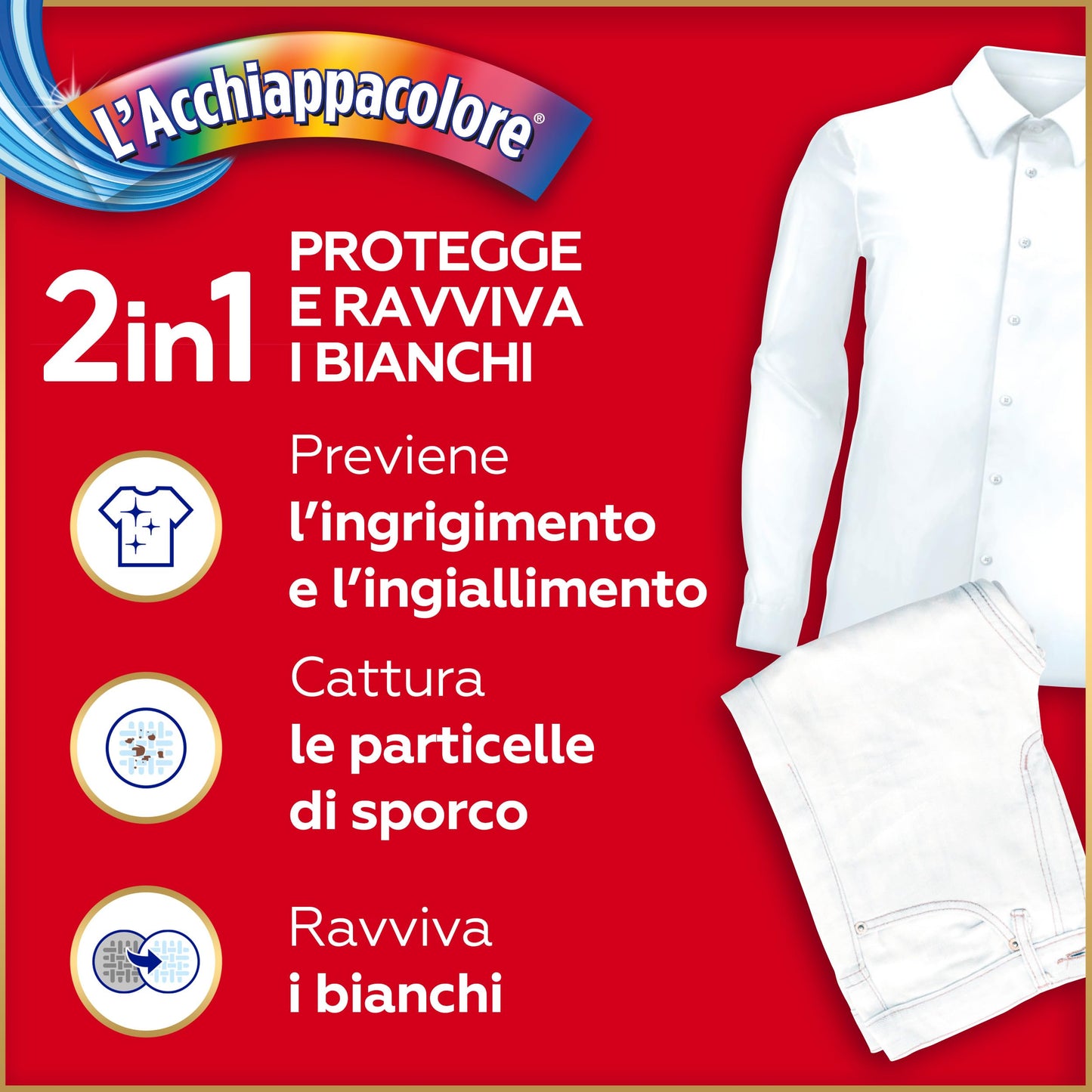 Grey L'Acchiappacolore 2in1 Protegge e Ravviva i Bianchi, Fogli Cattura Colore, Fogli Proteggi Colore e Sbiancanti, Confezione da 18 fogli