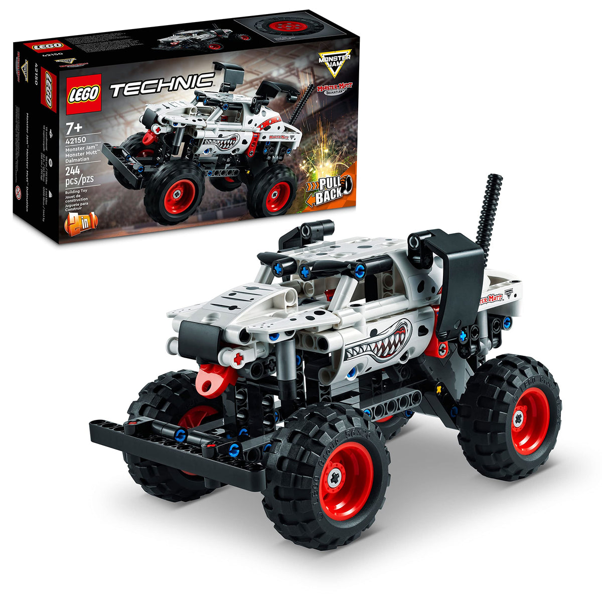LEGO Technic Monster Jam Monster Mutt Dalmata 42150, Camion Giocattolo per Bambini, Ragazzi e Ragazze dai 7 Anni in su, 2 in 1 Pull Back Racing Toys, Idea Regalo di Compleanno, Multicolor