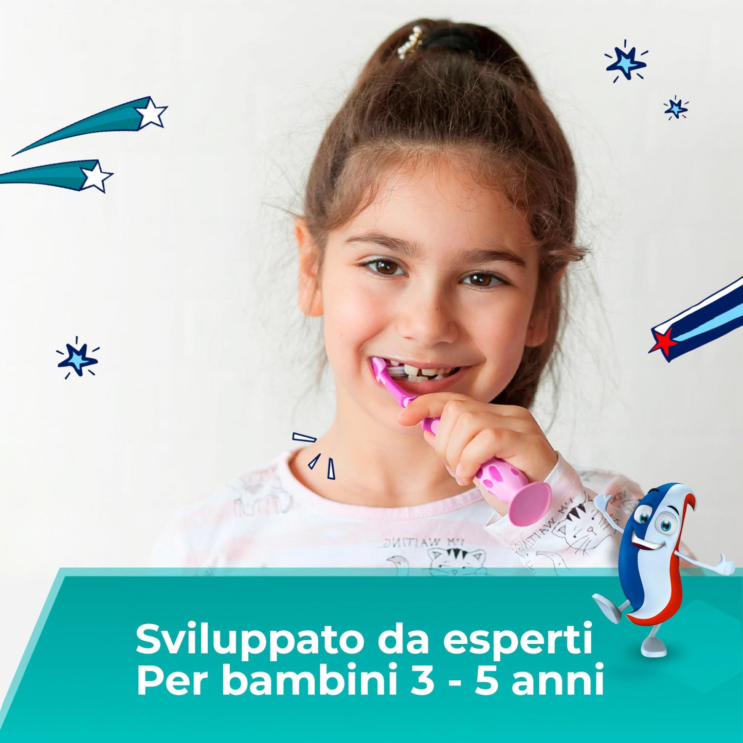 Aquafresh Junior, Spazzolino Denti per Bambini 6-12 anni, Denti da Latte e Permanenti, Setole Morbide, Pulizia Efficace, Collo Flessibile, Pacco da 12