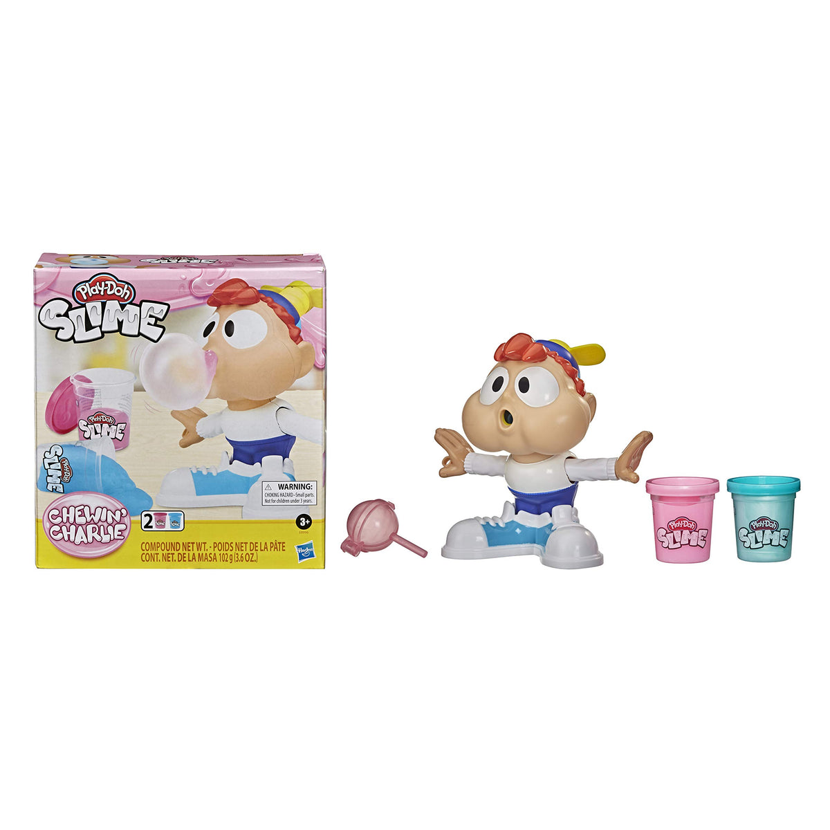 Play-Doh Hasbro Charlie Masticone (Playset con 2 vasetti Rosa e Blu di Composto Slime)