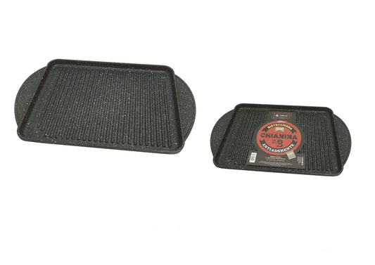 COOK BY OMAC Bistecchiera rettangolare Chianina 2 cm 37X28 in alluminio pressofuso, manici integrati, elevato spessore con rivestimento antiaderente di estrema qualità