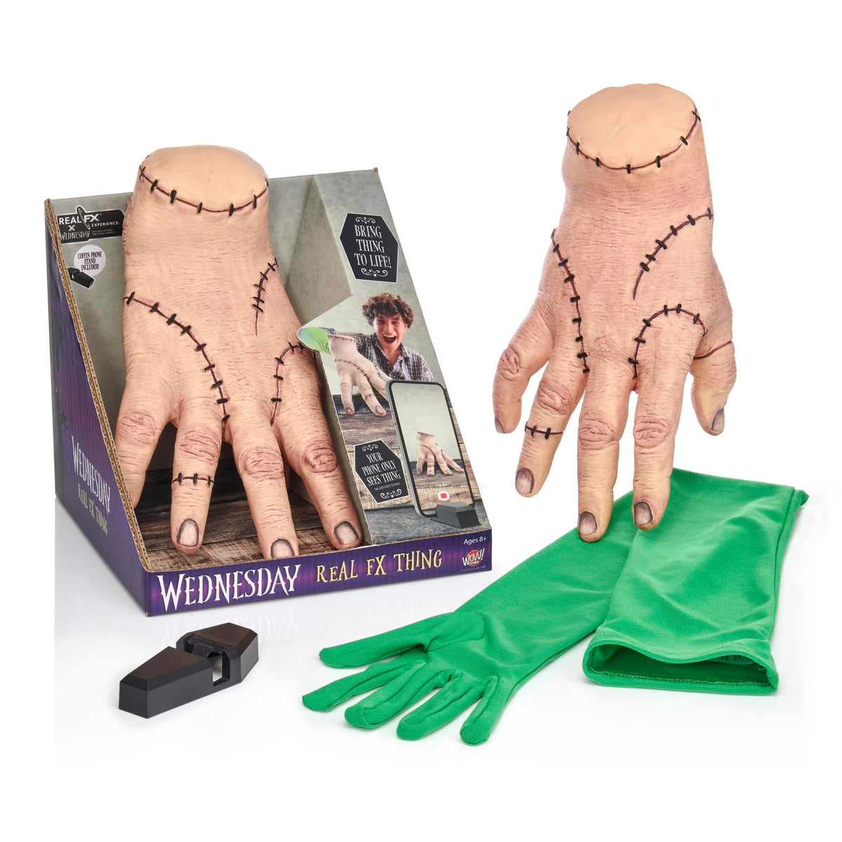 Giochi Preziosi Mano Real FX Mercoledì, Kit Effetti Speciali con Guanto Green Screen e App per Giochi Bambina, Ideale per Halloween, con Supporto per Telefono Incluso