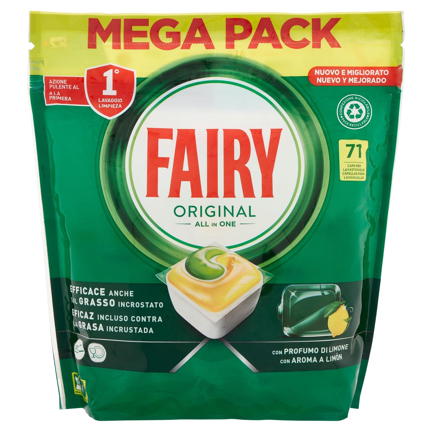 Fairy Originale Tutto In Uno Capsule Lavastoviglie Limone, 71 Capsule