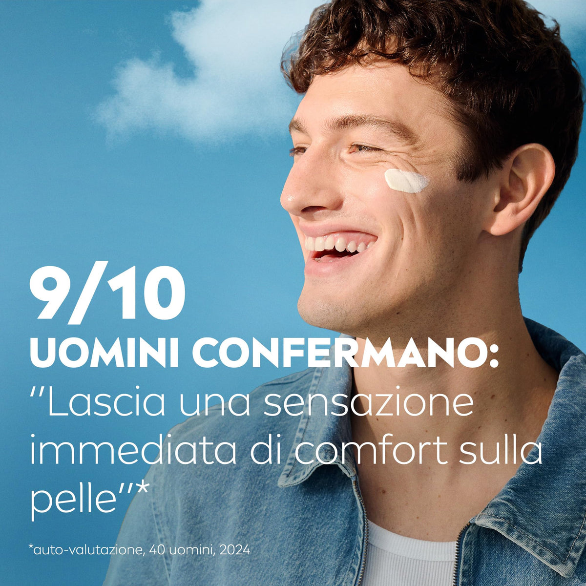 NIVEA MEN Sensitive Crema Idratante Viso Uomo Protezione Quotidiana SPF 30 50 ml, Crema viso uomo per pelli sensibili con Complesso VitaminPRO, Protegge da raggi UVA/UVB, luce blu e inquinamento