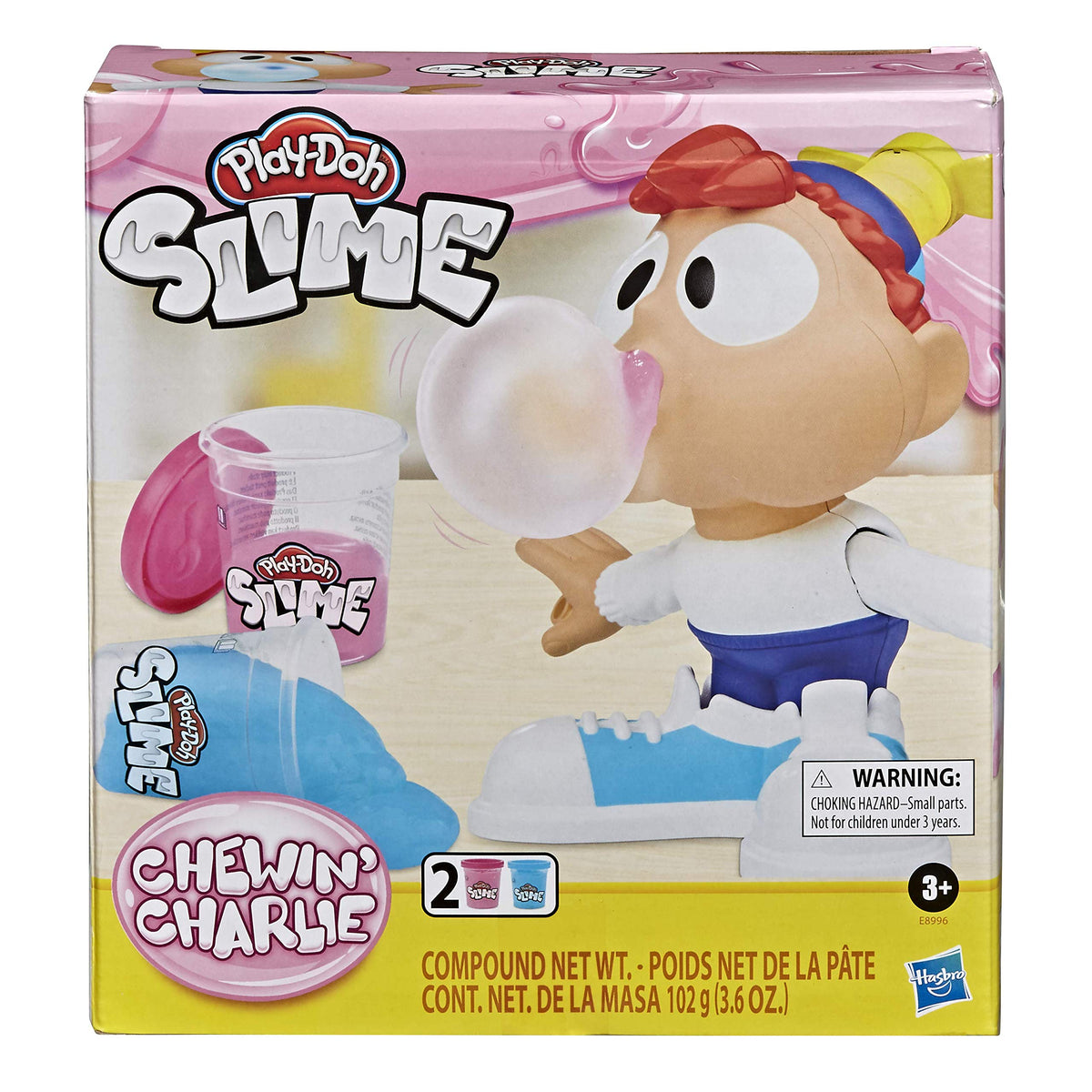 Play-Doh Hasbro Charlie Masticone (Playset con 2 vasetti Rosa e Blu di Composto Slime)