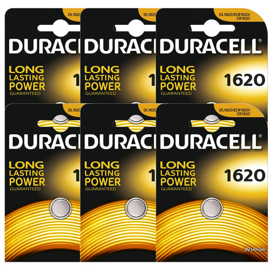 6 x Duracell CR1620 DL1620 ECR1620 3V Lithium Button Battery Coin Cell Batteries