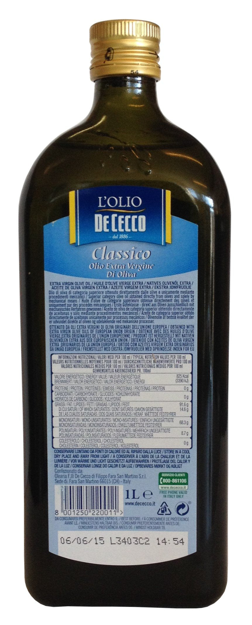 Olio d'oliva De Cecco IL CLASSICO (5 X 1000 ml) extra nativo