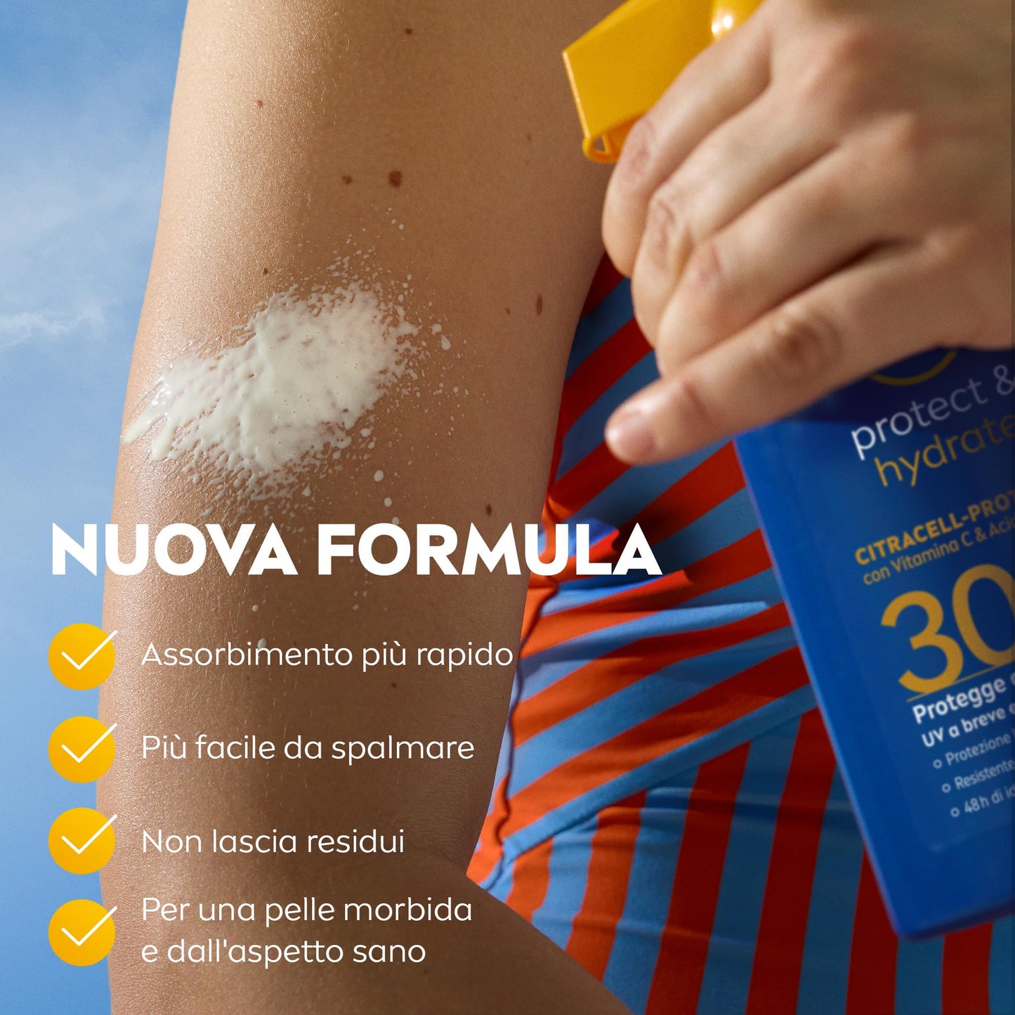 NIVEA SUN Protect & Hydrate Maxi Spray Solare SPF 30 270 ml, Crema solare 30 spray idratante 48h ad assorbimento rapido, Protezione solare 30 resistente all'acqua con Vitamina C e Acido Ialuronico