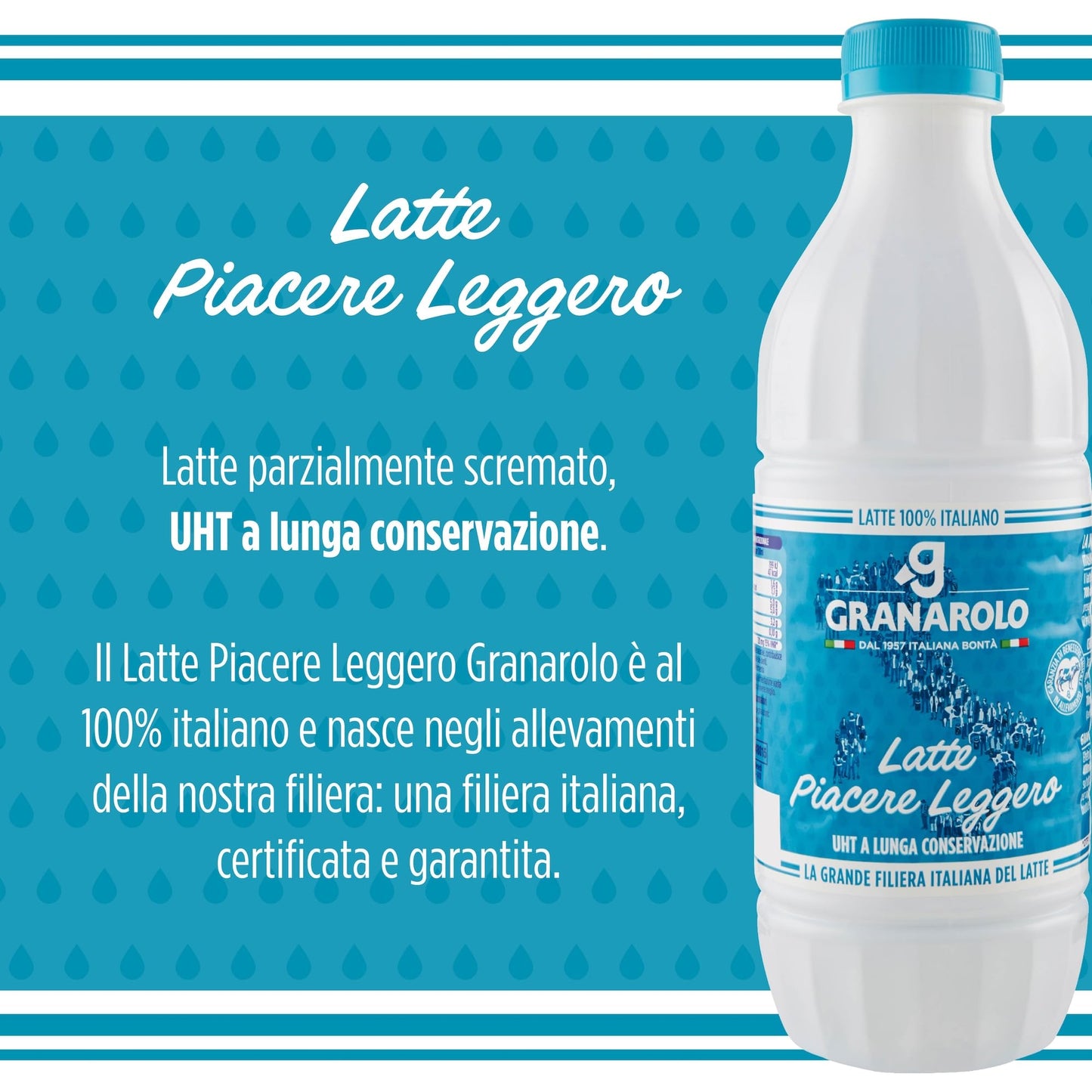 Granarolo, Latte Parzialmente Scremato da 1 Litro, 6 Confezioni di Latte 100% Italiano, UHT a Lunga Conservazione
