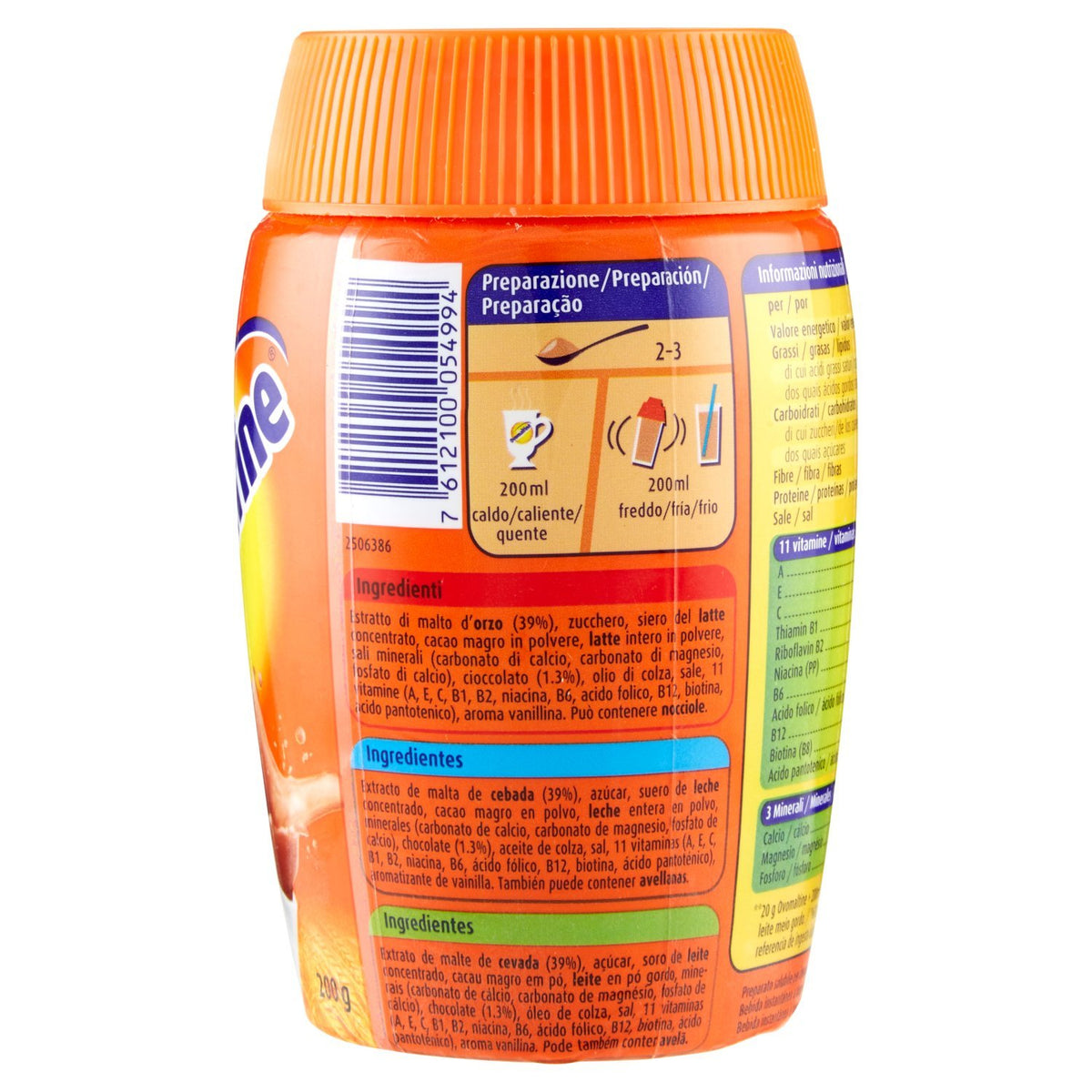 Ovomaltine - Preparato solubile per bevanda, L'energia naturale del malto d'orzo - 4 pezzi da 200 g [800 g]