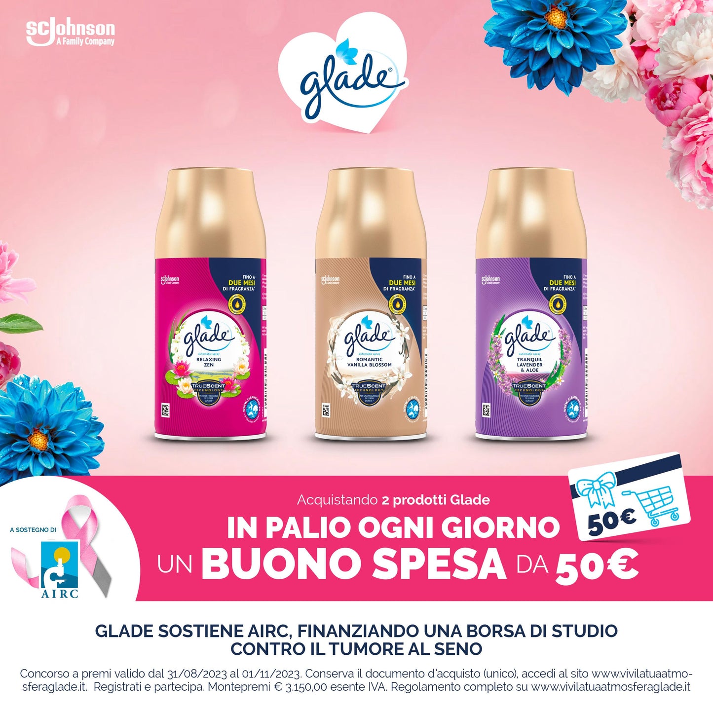 Glade Automatic Spray Ricarica, Profumatore per Ambienti, Fragranza Calm Lavender & Jasmine, Formato Scorta da 4 Ricariche da 269 ml