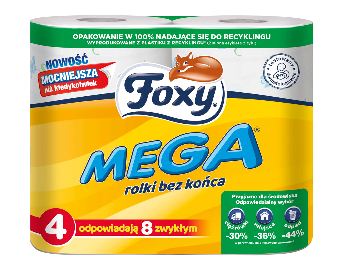 Carta Igienica FOXY MEGA 3Veli | 56 Rotoli Totali | 330 Strappi per Rotolo | Certificato PEFC