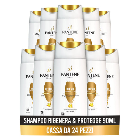 Pantene Pro-V Rigenera & Protegge Shampoo, Ripara All’Istante I Segni Dei Danni, 24 x 90ml