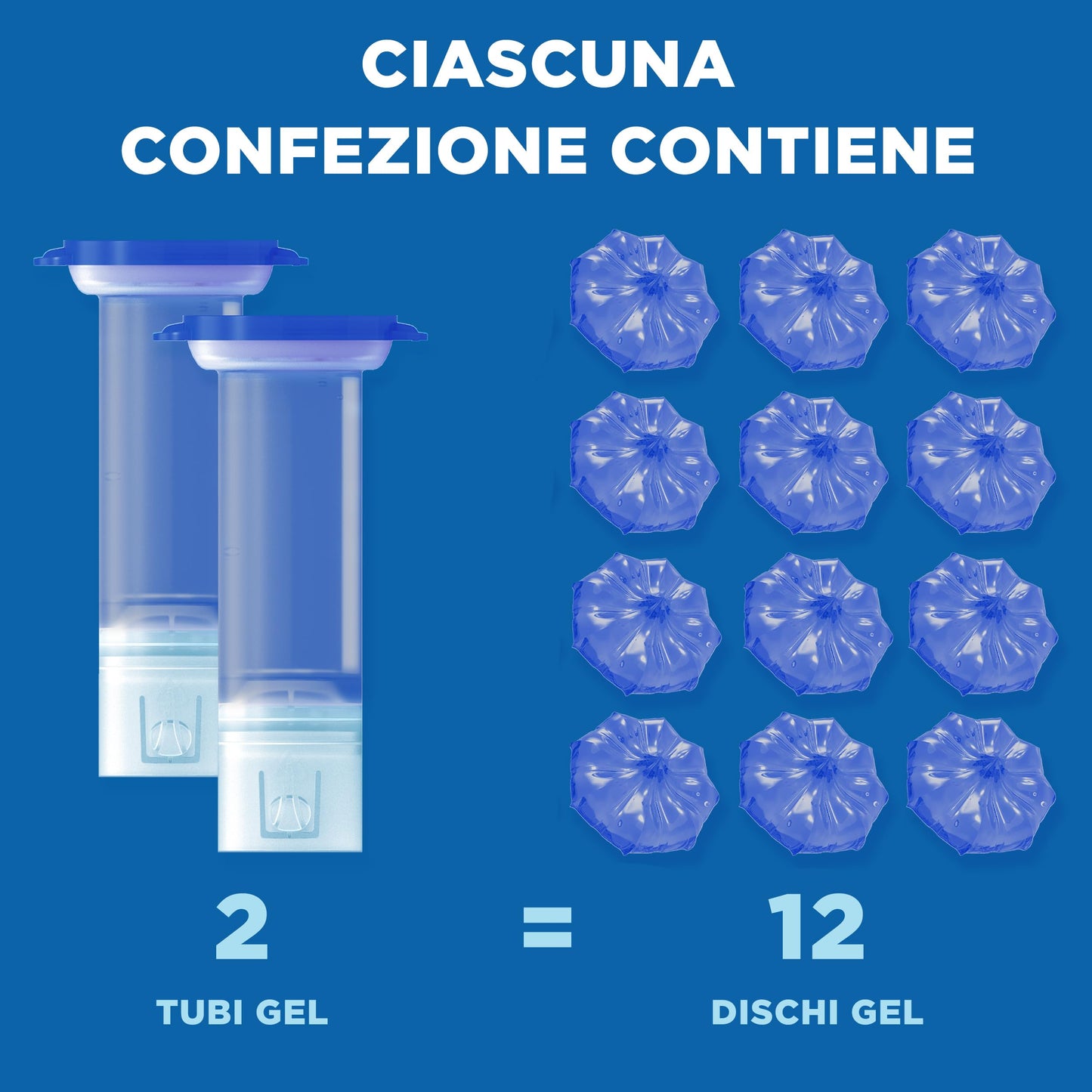 Duck Fresh Discs Blue - 2 Ricariche da 6 Dischi Gel Igienizzanti WC, colora l'acqua di blu ad ogni risciacquo, Confezione da 2 Applicatori e 12 dischetti