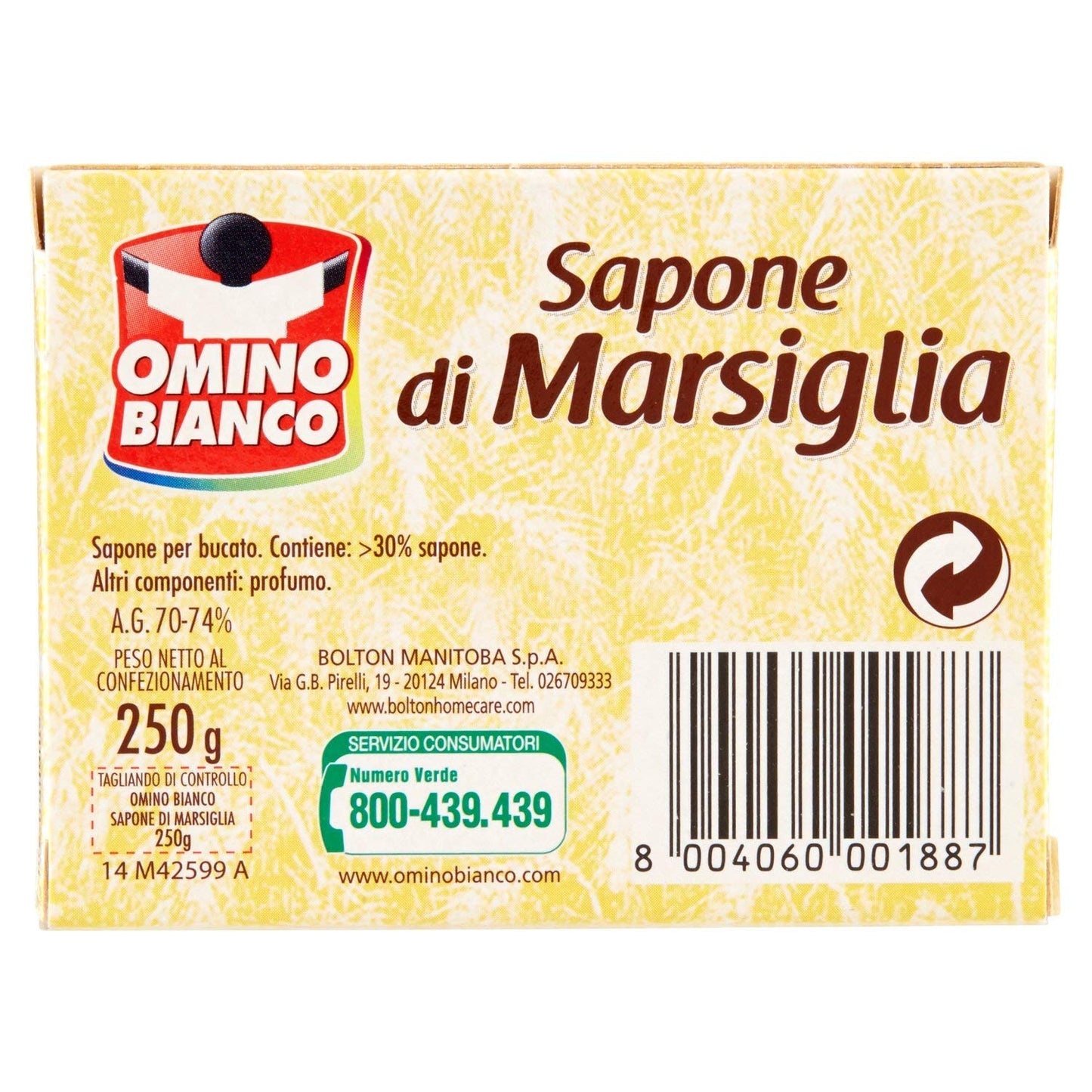 Omino Bianco - Sapone Di Marsiglia, Profumo Muschio Bianco - 250 G,profumi assortiti
