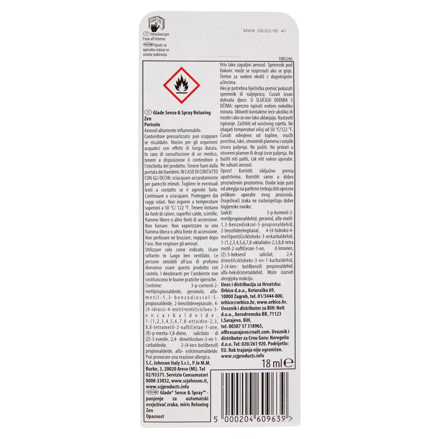 Glade Sense e Spray Ricarica Deodorante per L'Ambiente, Mughetto di Bosco, 18ml