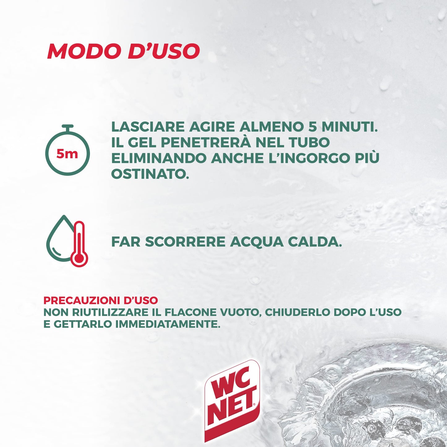 Wc Net - Professional Turbo, Disgorgante Gel per Scarichi Professionale, Agisce in 5 minuti, con Agenti Salvatubi, 500 ml