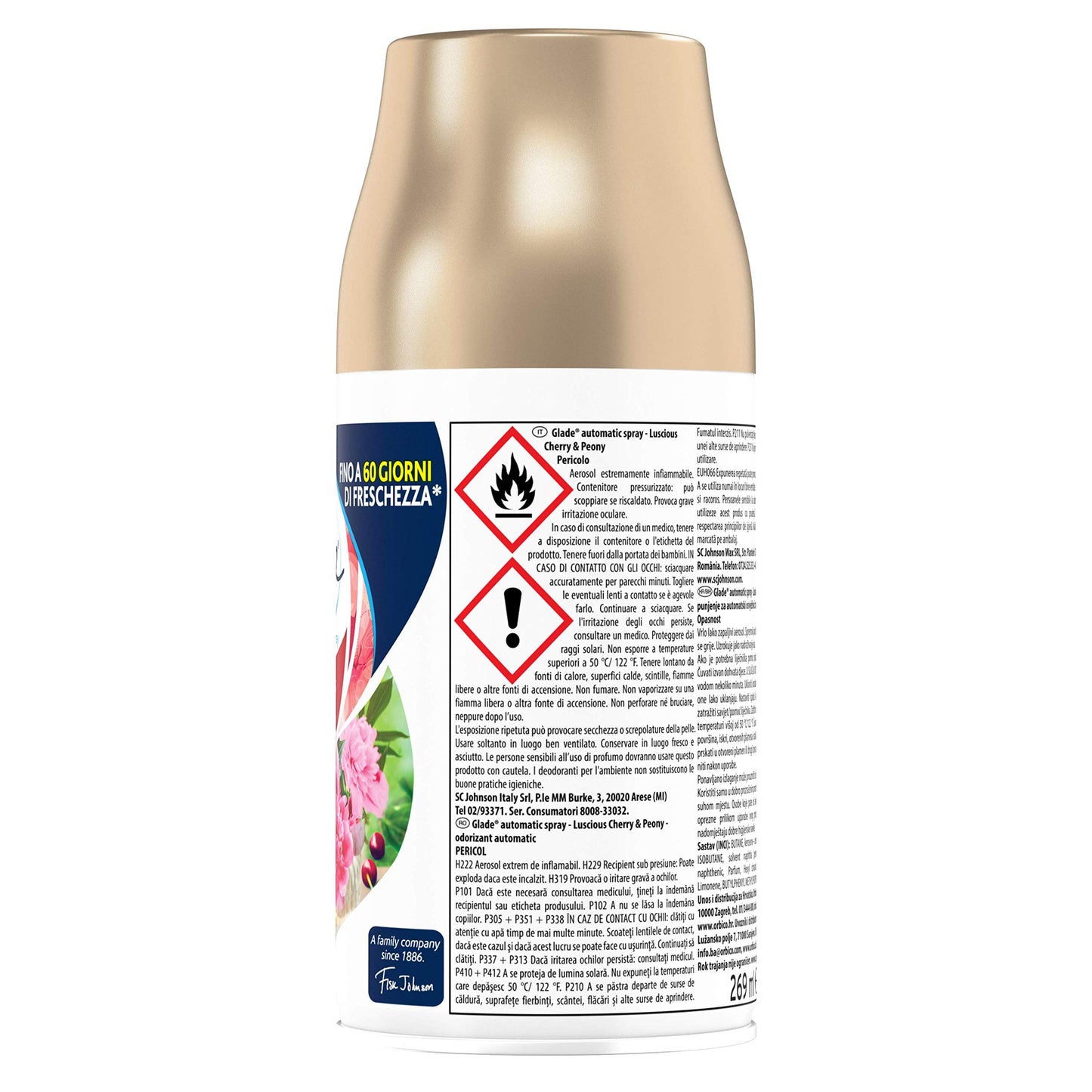 Glade Automatic Spray Ricarica, Deodorante per Ambiente, Fragranza Luscious Cherry e Peony, Confezione da 1 x 269 ml
