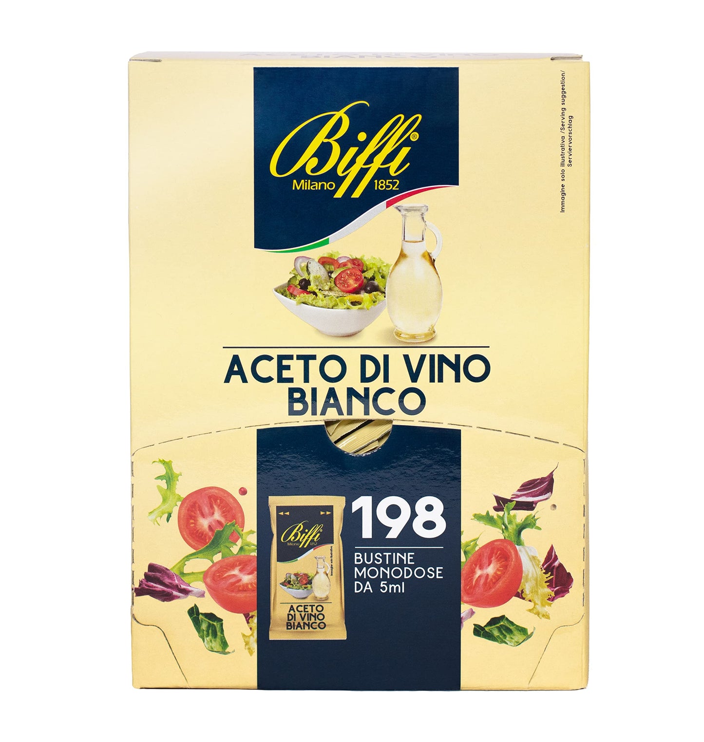 Biffi - Aceto di Vino Bianco - Monodose - 198 bustine monoporzione da 5 ml