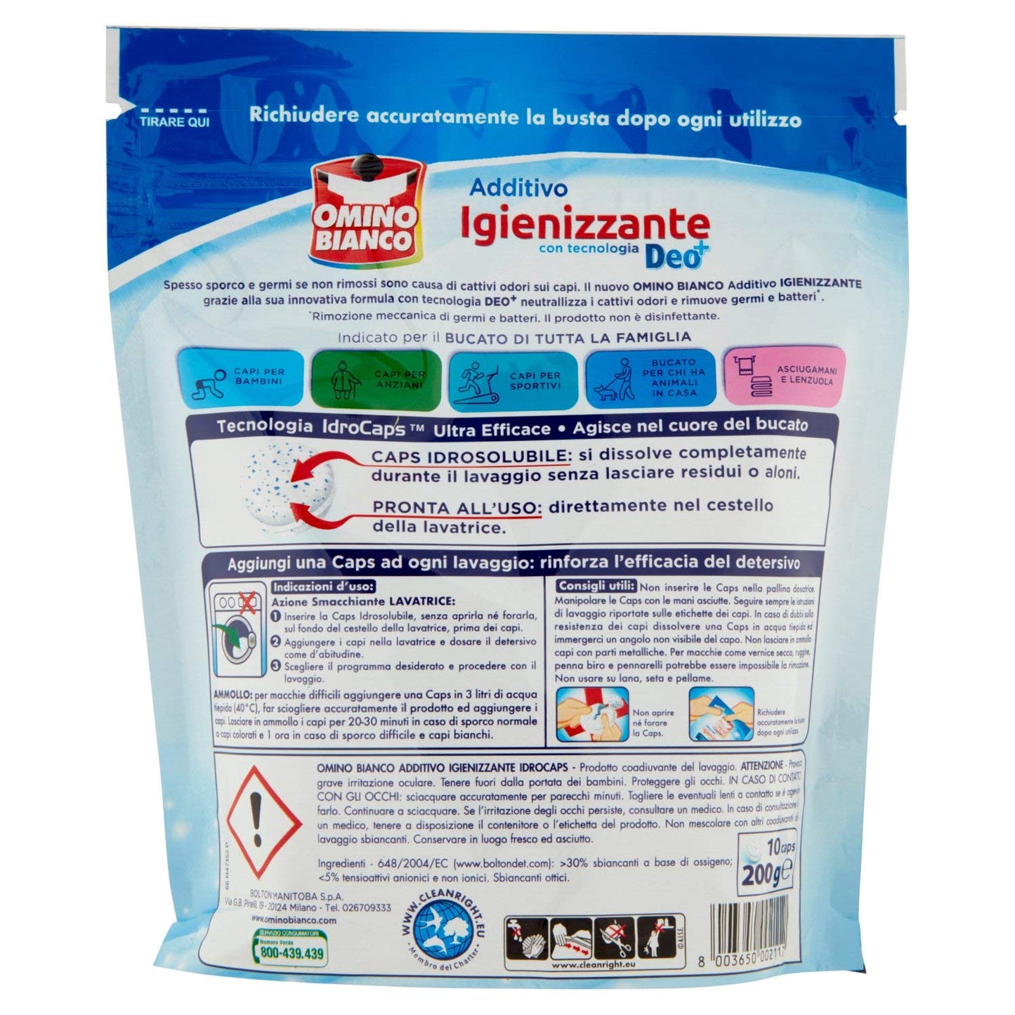 Omino Bianco - Idrocaps Igienizzante, Ipoallergenico - 3 confezioni da 10 capsule [30 capsule]