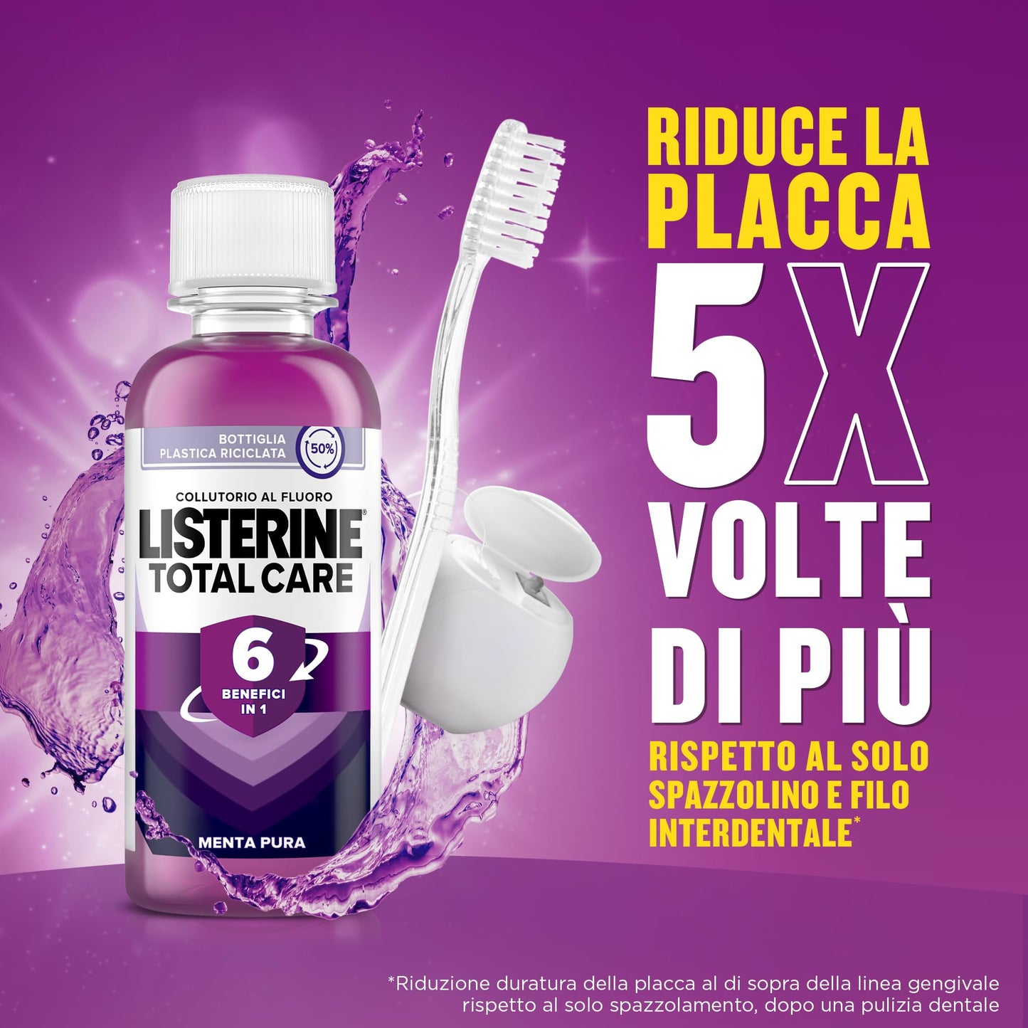 Listerine Colluttorio, Total Care, Menta Pura, 12 x 95ml