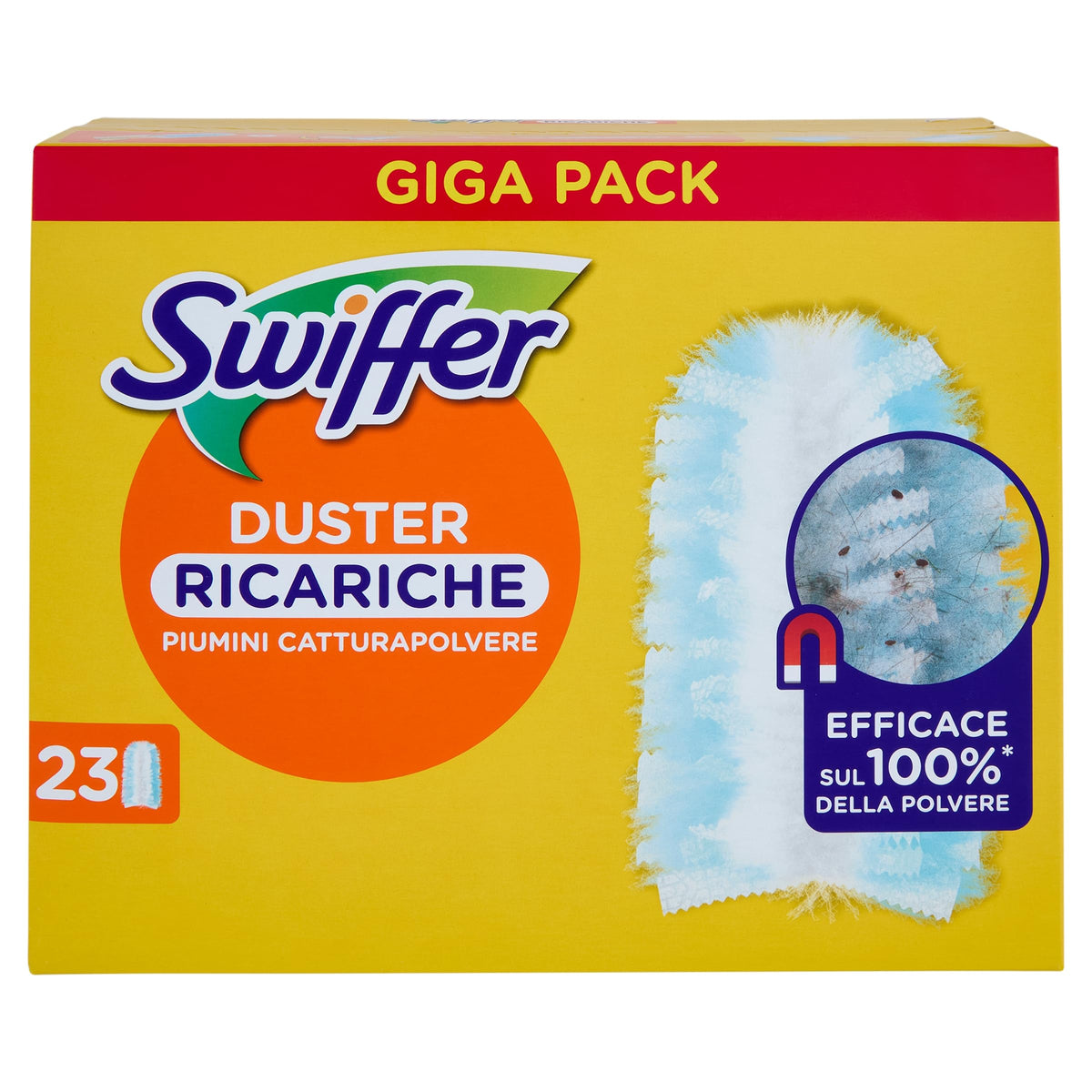 Swiffer Duster Plumeau Ricariche, 23 unità, cattura e trattiene 3 x più polvere e capelli di uno spolverino tradizionale, pulisce senza spargere la polvere, manico venduto separatamente