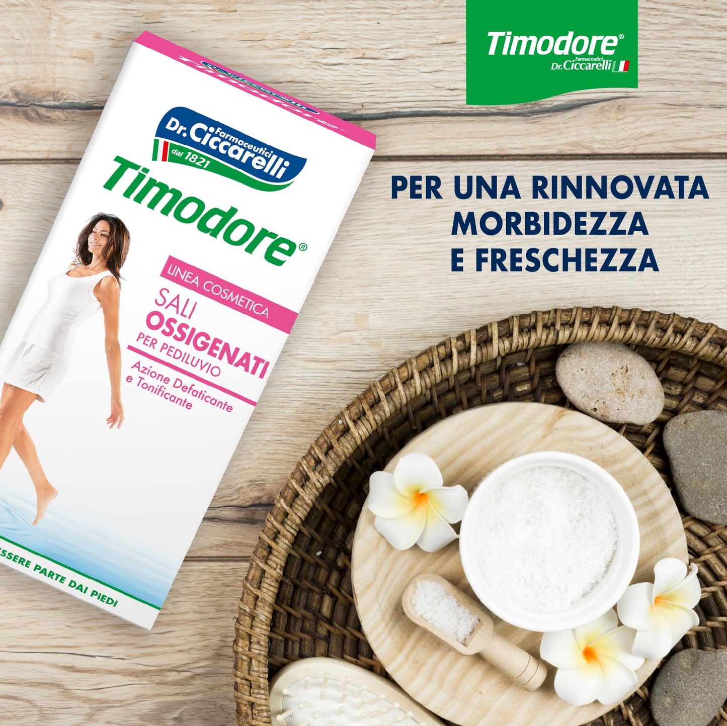 Timodore, Sali Ossigenati, Mix di Sali e Olii Essenziali per Gambe e Piedi Stanchi, Donano una Rinnovata Morbidezza e Freschezza, 100% Made in Italy, Dermatologicamente Testato, 400 gr