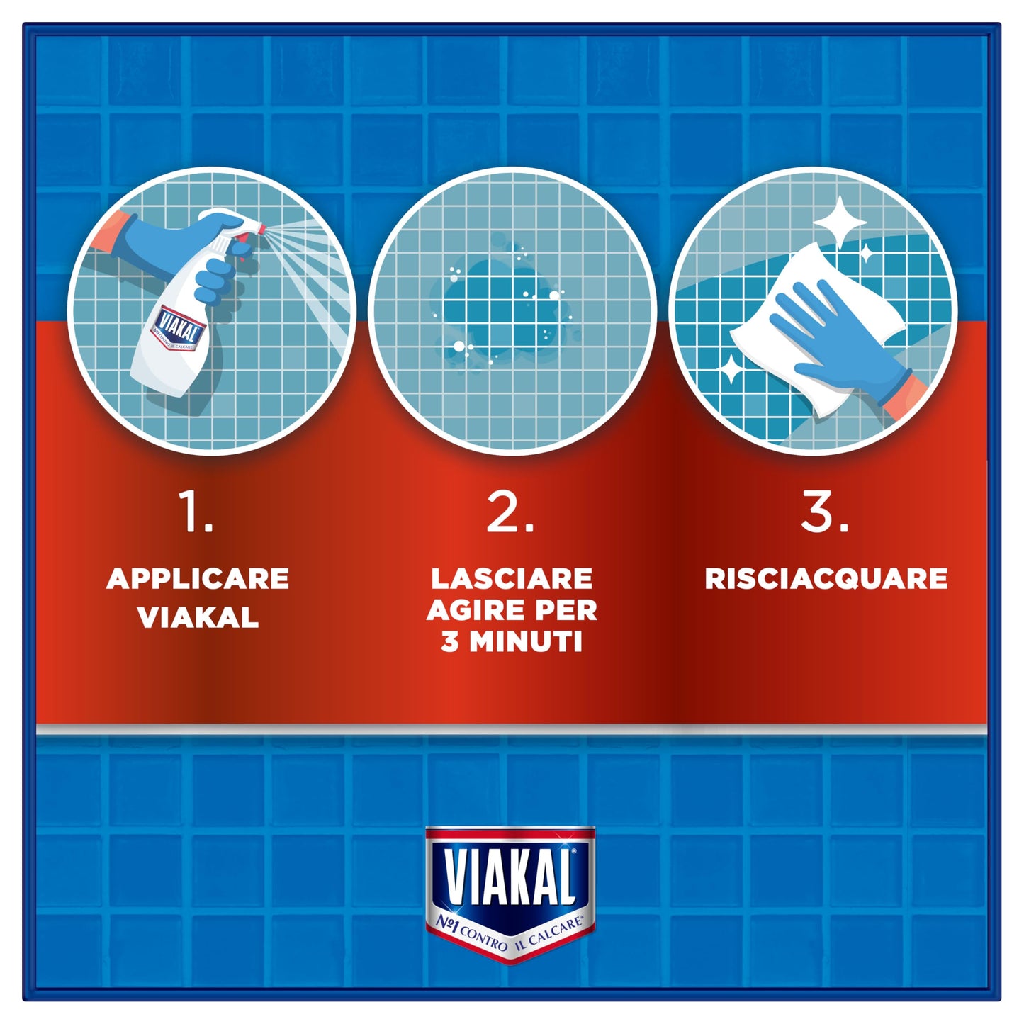 Viakal Spray Anticalcare, Confezione da 4 x 720ml, Fragranza Regolare, Tecnologia Anti-Goccia, Elimina Fino Al 100% Di Calcare e Residui di Sapone, Con Segnalibro Viakal